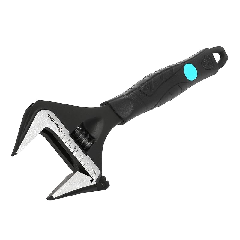 Chave Ajustável DURATECH de 20,3 cm com Abertura Ampla de 41,4 mm, Aço Cromo-Vanádio CR-V, Escalas SAE e Métrica, Preta