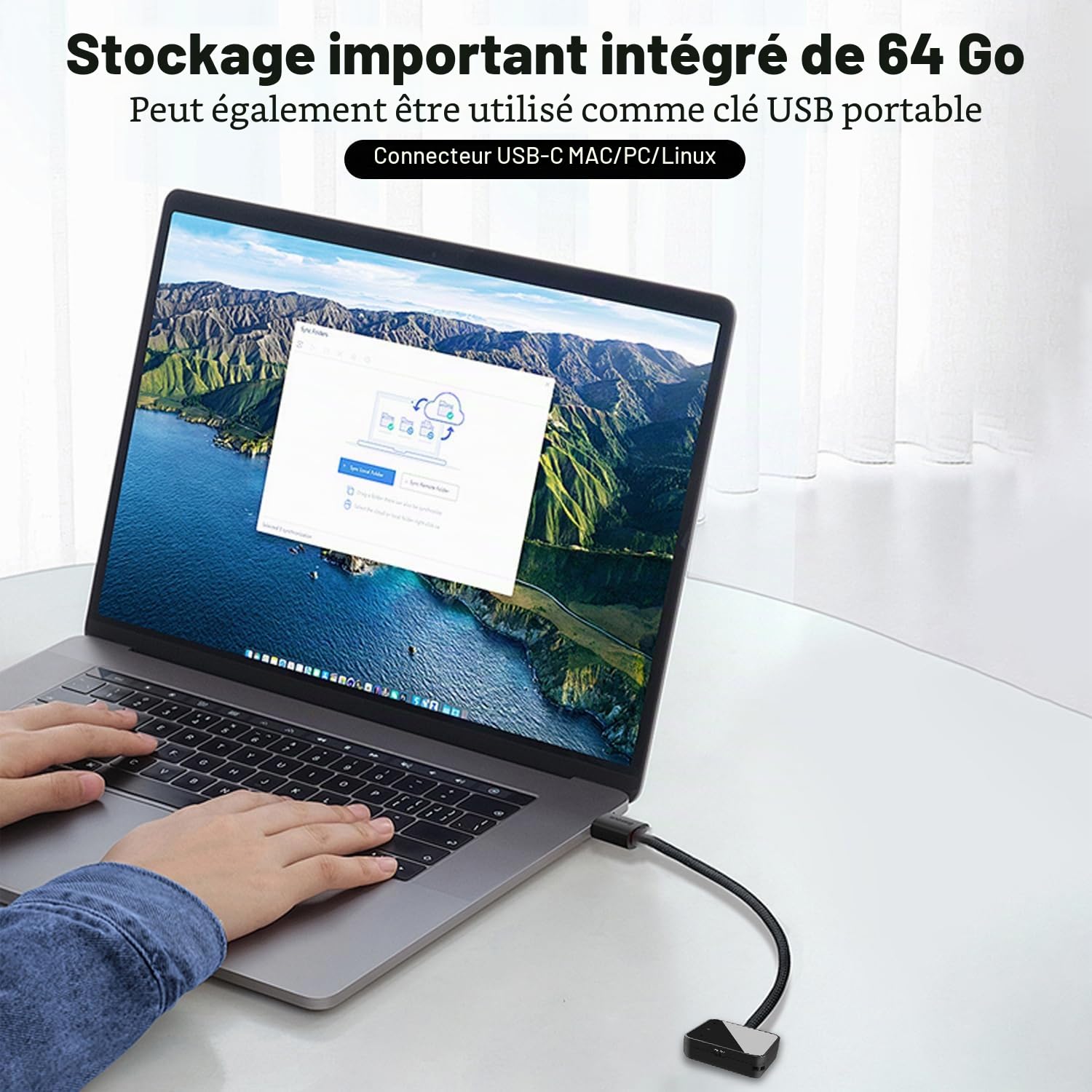 Enregistreur vocal – Mini enregistreur vocal magnétique de 64 Go avec réduction du bruit, appareil d'enregistrement portable de type C, petit enregistreur audio avec écouteurs pour réunion, conférence
