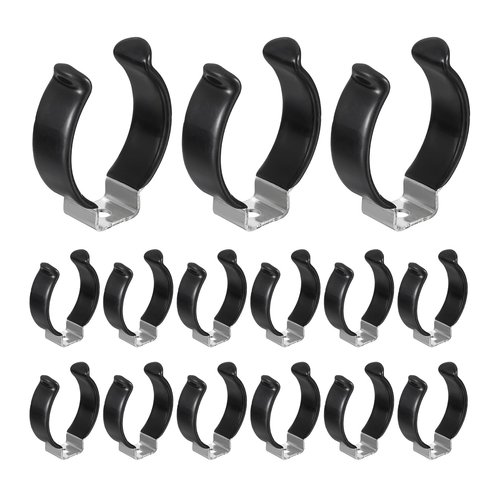 sourcing map 15Pcs T12 U Clips Holder Bracket, Stainless Steel LED Fluorescent Tube Clip, Lamp Support Pipe Clamps for 32mm 1 1/4" Light Bulb Tube Rod Mounting Accessories, 47mm H, Black โ image 1