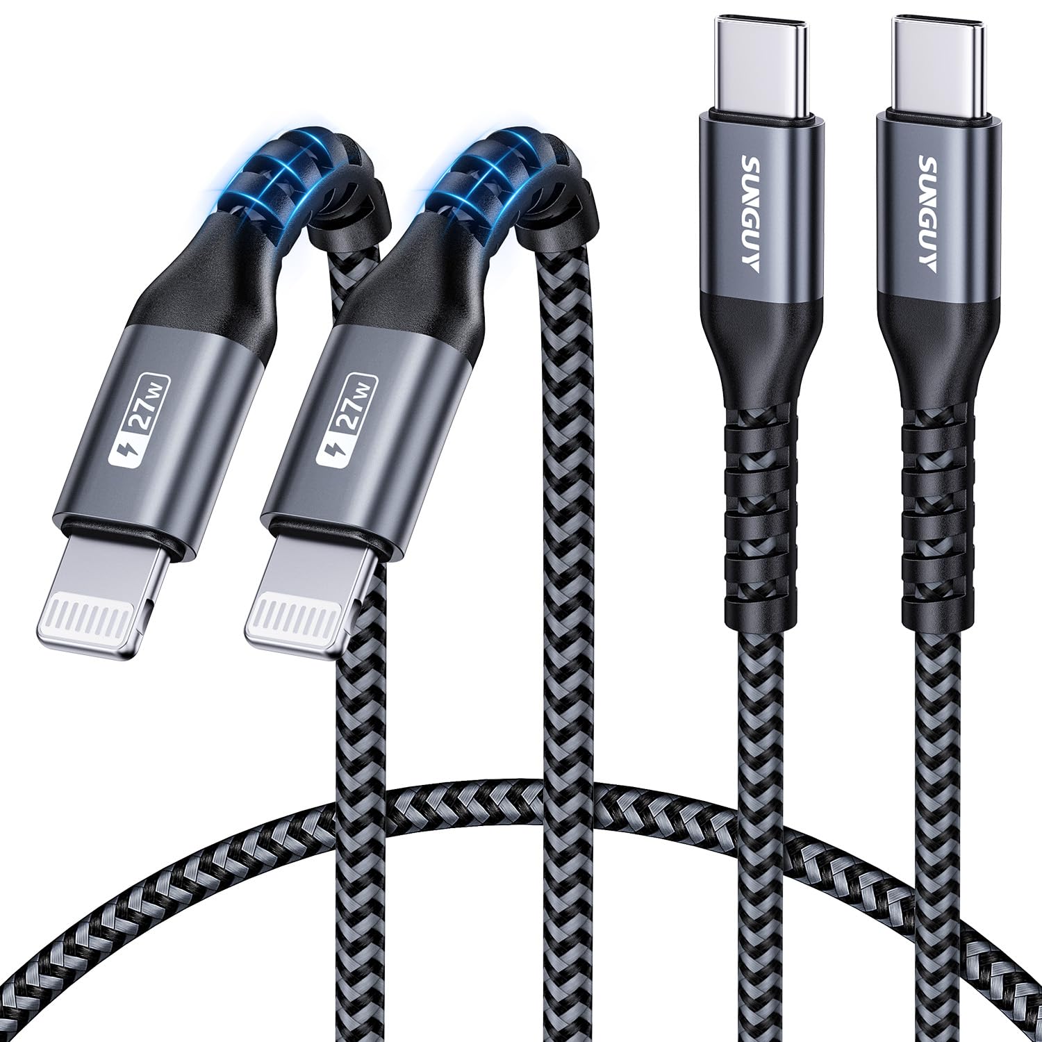 SUNGUY USB-C Lightningケーブル 0.5M 2本セット タイ…
