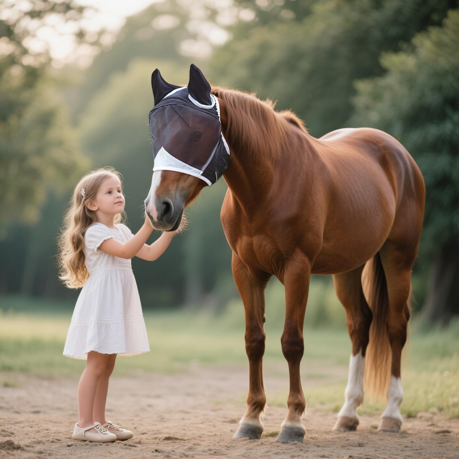 Máscara de mosca para caballo con protección UV, orejas de mosca, respirabilidad