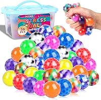 BESNEL 36 Pack Squishy Stress Balls Bulk for Adults - Mini Fidget Balls Anti-Anxiety Relief, Finger Exercise, Birthday Gifts & Goodie Bag Stuffers