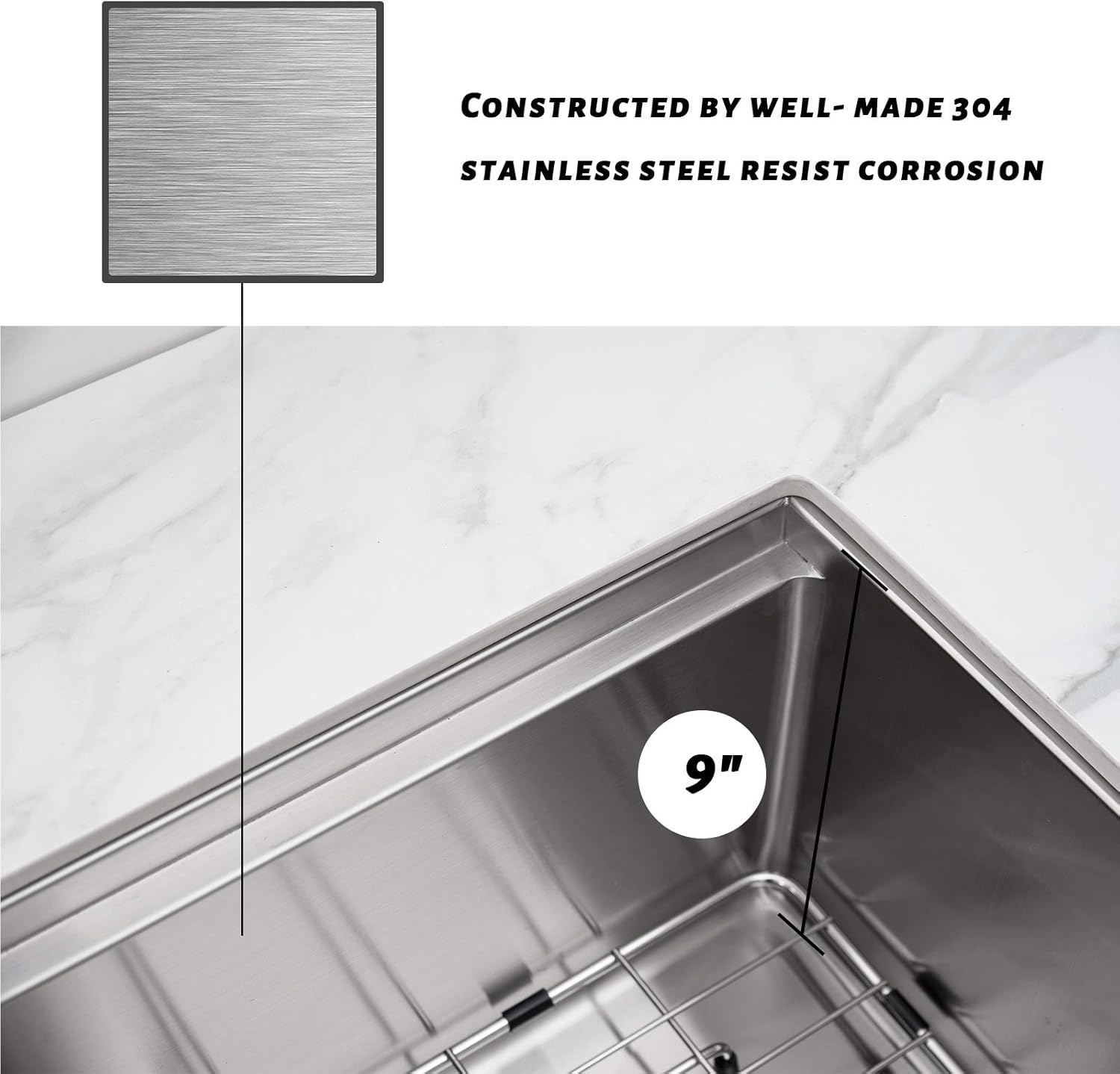 Best Deal 32 x 19 x 9 inch Undermount Kitchen Sink, Workstation Ledge 18 Gauge Stainless Steel Sink Modern Single Bowl Kitchen Sink