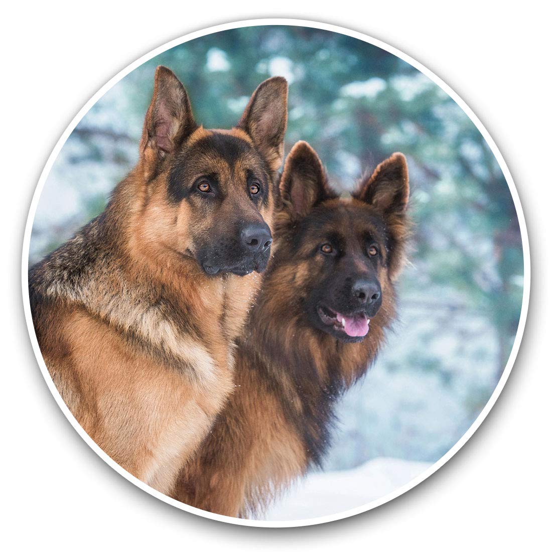 Destination Vinyl Ltd German Shepherd Dog Alsatian Winter 15520 Vinyl Stickers (Set Of 2) 7.5Cm - German Shepherd Dog Alsatian Winter #15520