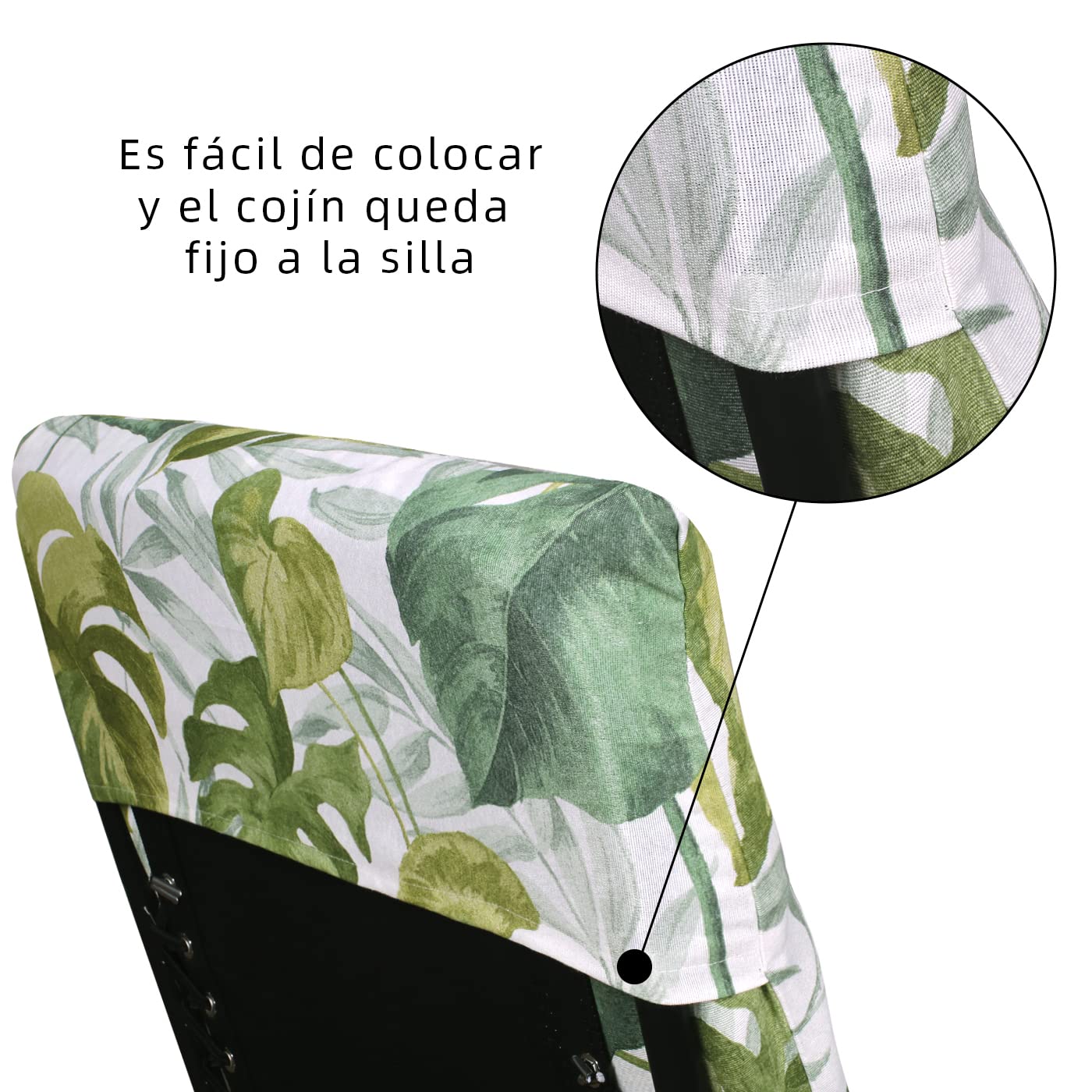 MERCURY TEXTIL- Cojín Tumbona, Colchoneta Acolchada, Hojas Verde(180x55cm) | Cómodo y Elegante. Ideal para Jardín, Piscina, Playa, Terraza y Balcón