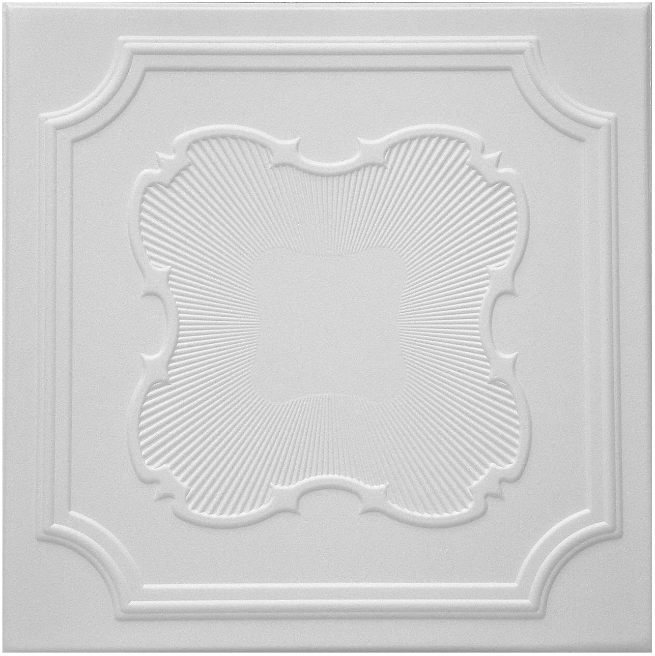 RM-74 Polystyrene (Styrofoam) Decorative Ceiling Tiles to Cover Popcorn (Pack of 96 White Tiles). Easy DIY Glue up Application on Any Flat Surface or Popcorn Ceiling.