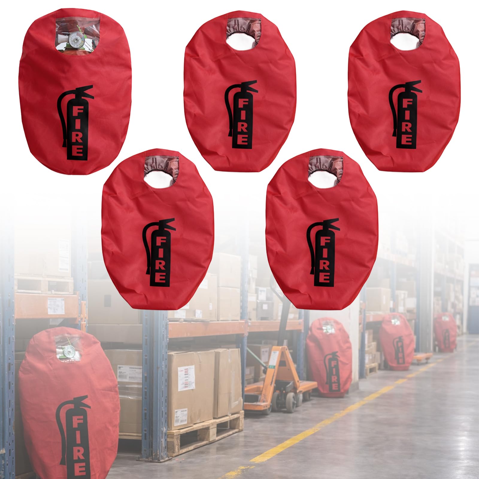 5 Pack Fire Extinguisher Cover Heavy Duty Protective Sleeve for Fire Safety Equipment, Dustproof &amp; Scratch Resistant Oxford Fabric, Fits 5LB Standard Extinguishers
