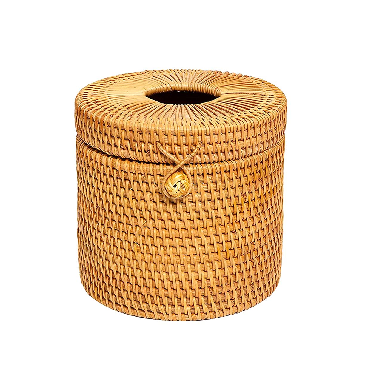 Ferleiss Rattan Tissue Box Toilet Paper Cover Wicker Decorative Holders with Lid for Storage Single Roll and Tissues in Bathroom