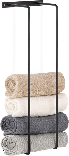 Navaris Black Towel Rail - 42x14x11cm Wall Mounted 2-Rail Towel Rack - Double Rail Towel Drying Rack - Metal Holder for Towels in Bathroom or Kitchen