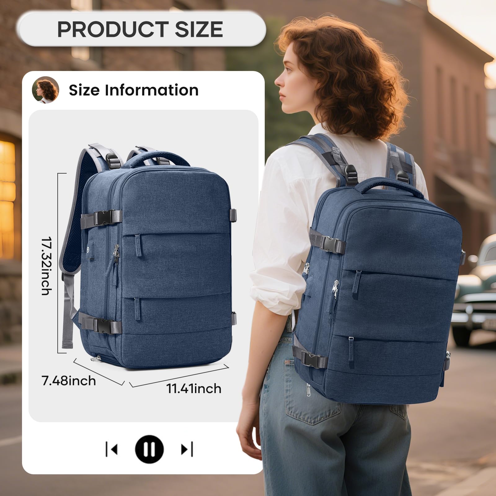 BJLFS Borse da Cabina per Ryanair 40x30x20 Zaino sottovuoto da viaggio 40x20x25 Bagaglio a Mano con compressione sottovuoto,Zaino Easyjet 45x36x20,Zaini Casual per laptop da 14 pollici per scuola