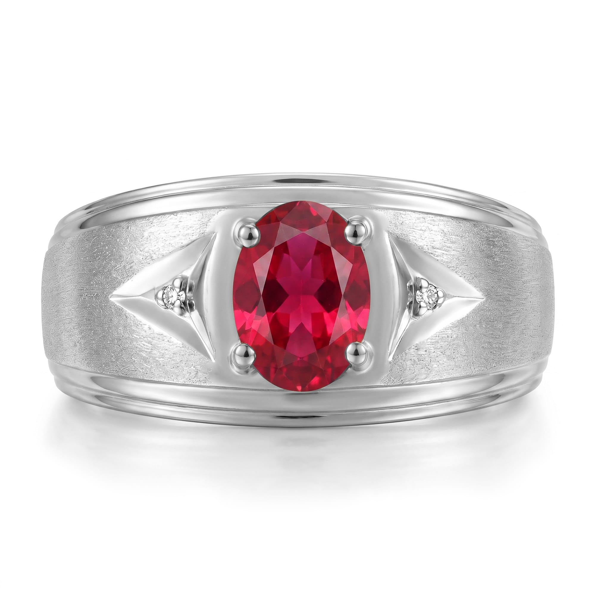 Rylos Men's Rings Classic Design 8X6MM Oval Gemstone &amp; Sparkling Diamond Ring - Color Stone Birthstone Rings for Men, Sterling Silver Rings in Sizes 8-13. Elevate Your Style with Timeless Elegance!