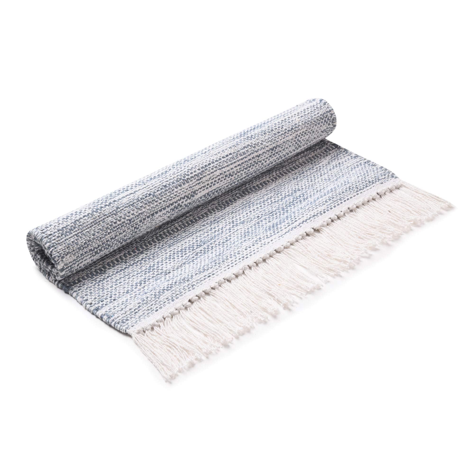 Democracy Homes Rectangular Cotton Floor Mat for Home, Reversible Floor Mat for Yoga Living Room, for Home & Office, Multiple Usage, with Flat Weave Design, Machine Washable, 50 X 80 cm, Grey