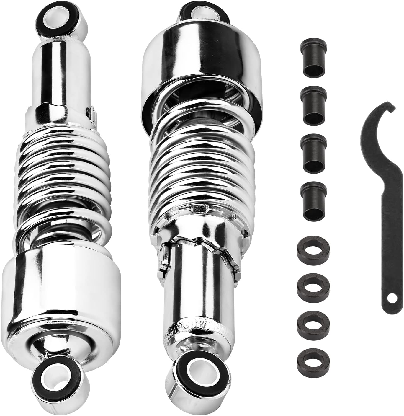 Motorcycle 10.5”/267mm Rear Shock Absorbers Lowering Shock Chrome Rear Suspension Kit Replacement for Harley Sportster Iron XL 883 1200 2004-2012