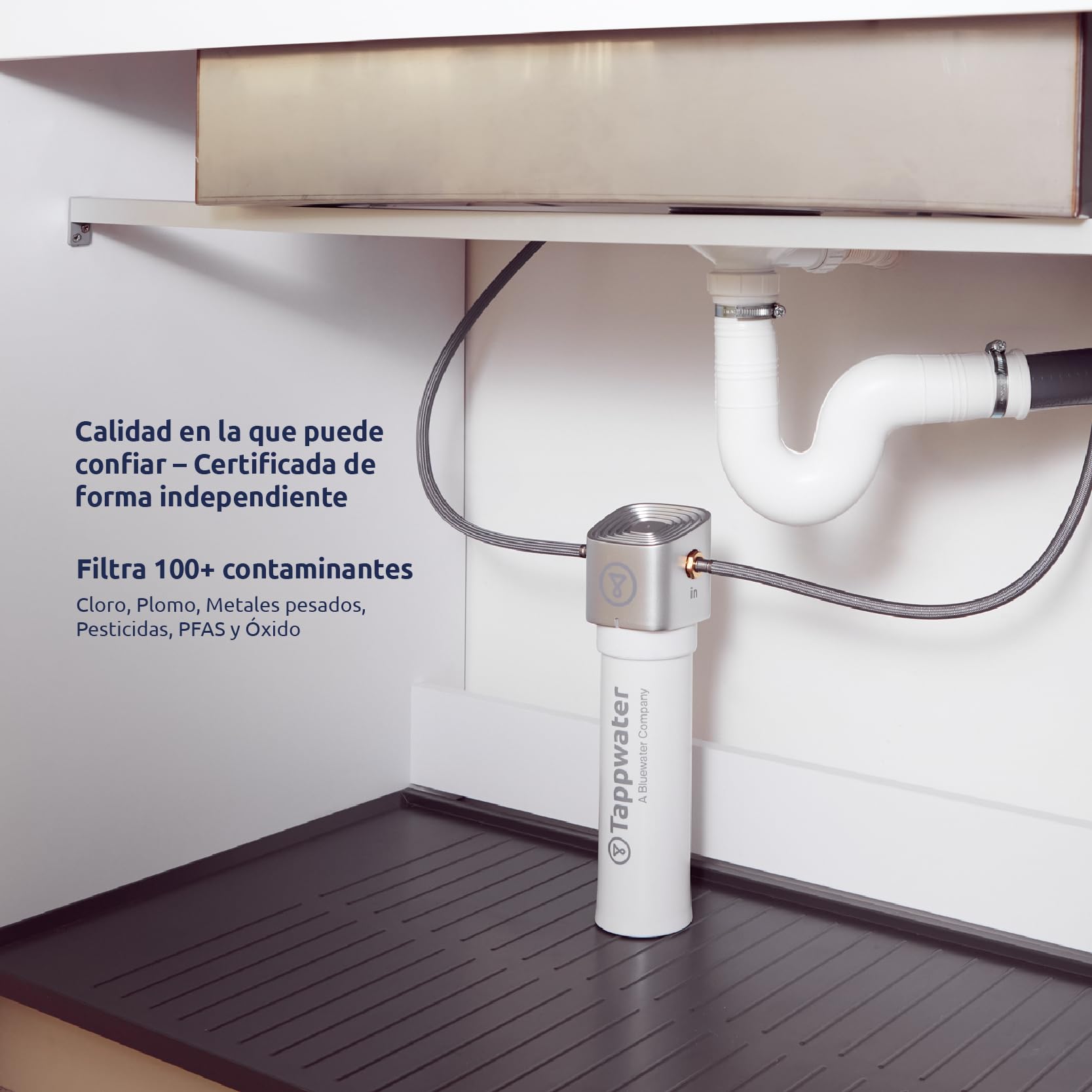 Tappwater InlinePro SMR Filtro de Agua Bajo Fregadero 5 en 1 con Remineralización Natural, Alta Filtración, Elimina +100 Contaminantes, Instalación en Minutos, Agua Mineralizada y Mejor Sabor