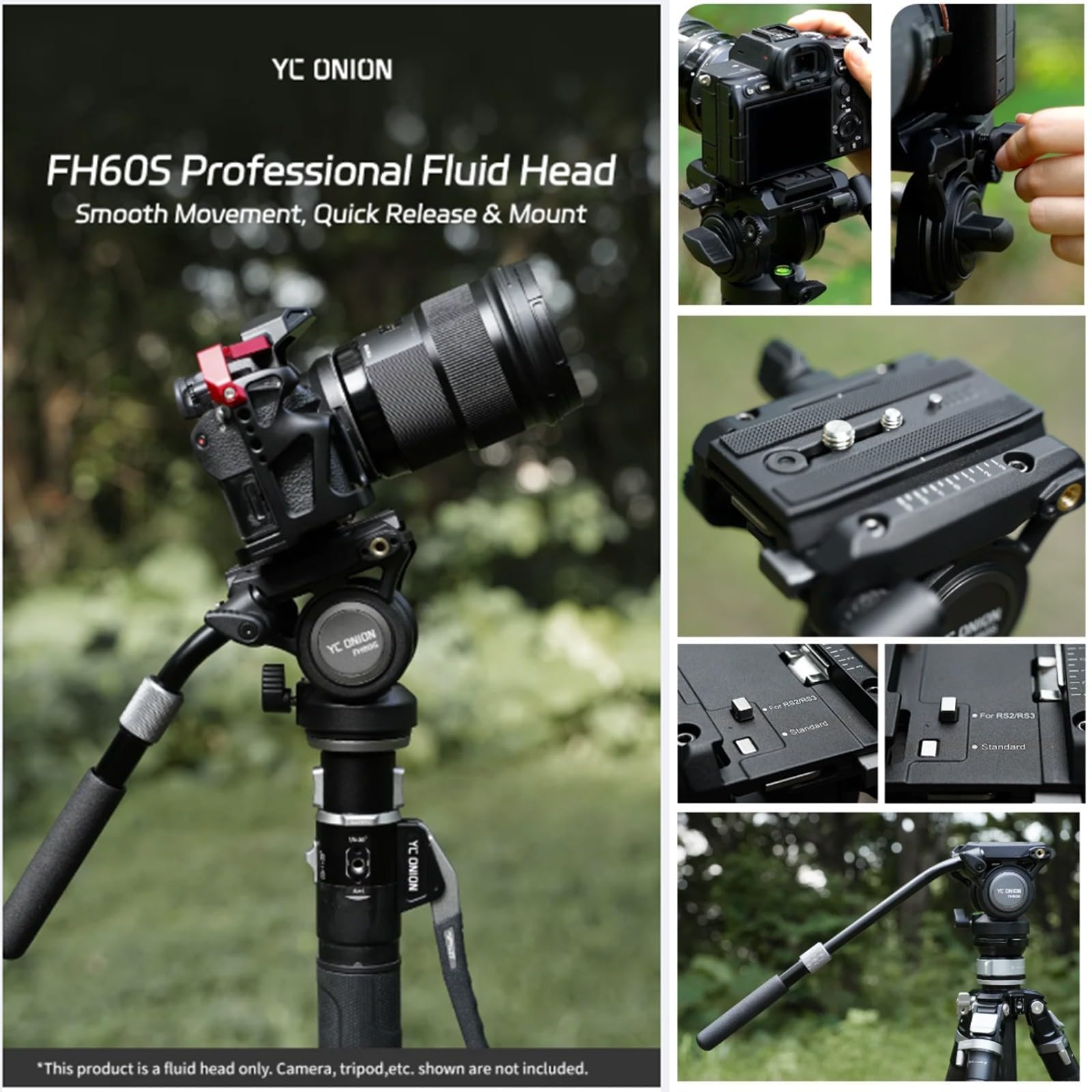 Amazon | YC Onion FH60S プロフェッショナルフルードヘッド、360°回転