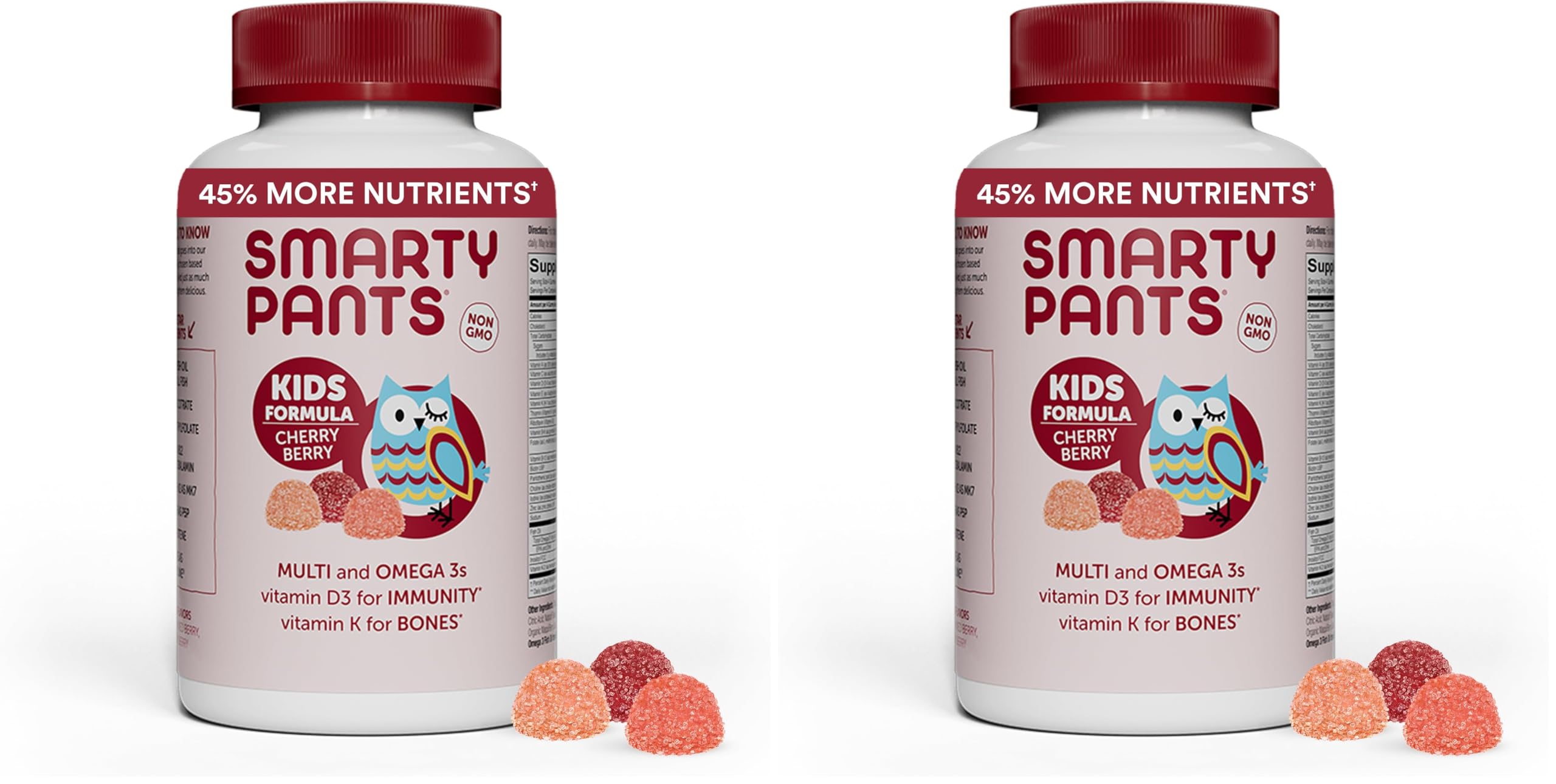 SmartyPants Kids Multivitamin Gummies: Omega 3 Fish Oil (EPA/DHA), Vitamin D3, C, Vitamin B12, B6, A, K & Zinc for Immune Support, Biotin, Grape, Cherry & Berry Flavors, 120 Count (30 Day Supply) Multi - Cherry Berry 120 Count (Pack of 2)