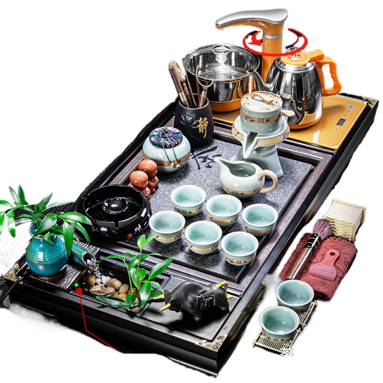 功夫茶具Tea set 套装家用客厅喝茶全自动一体茶盘整套茶道小茶台泡茶
