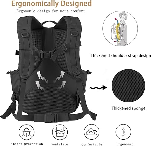Miniatura 3 de ETWBO Mochilas tácticas militares 45L ejército 3 días paquete de asalto 3 días Bug Out bolsa de trekking mochila con sistema Molle, Negro -,