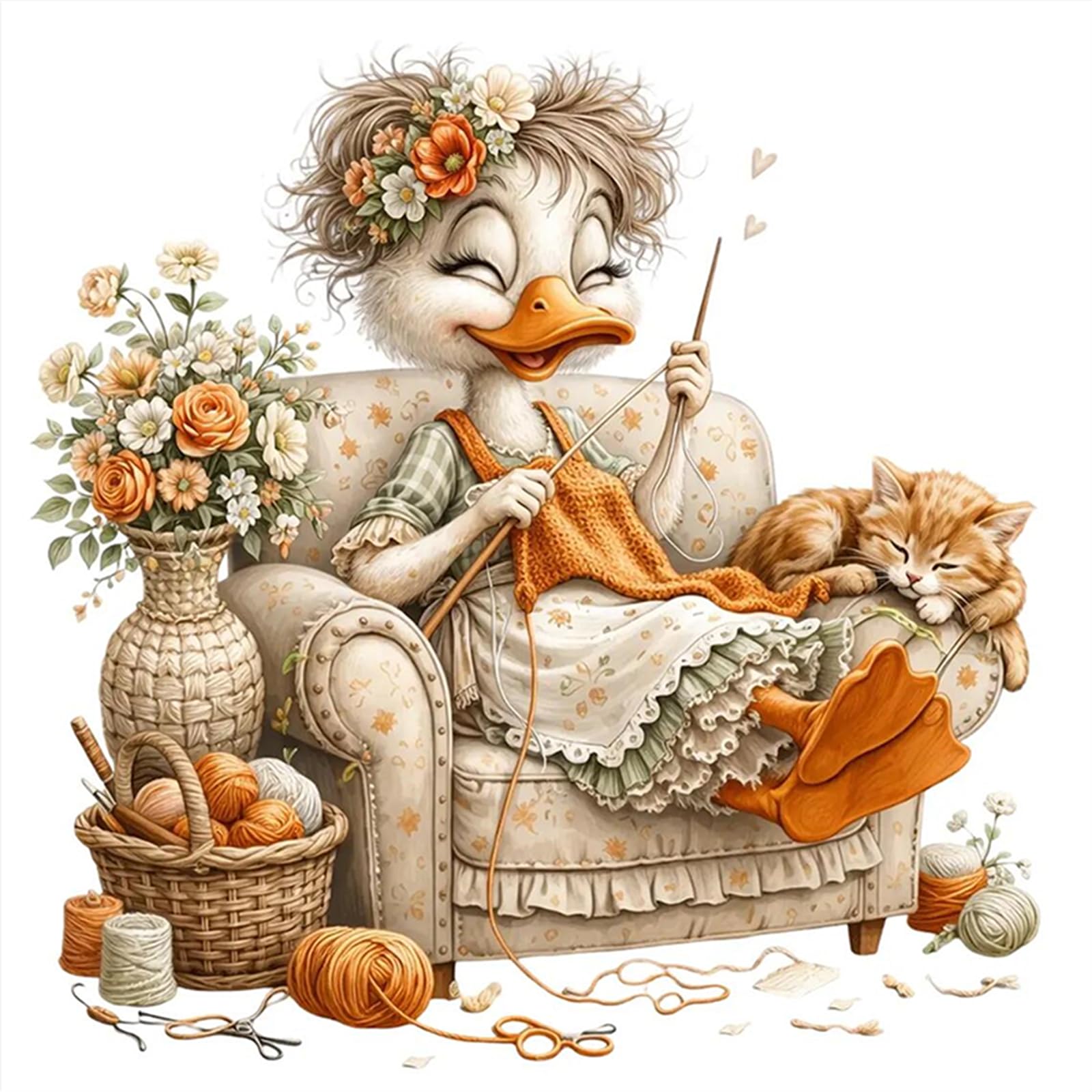 Cross Stitch Kits for Adults Beginners - Wool Duck Full 14CT DIY Stamped