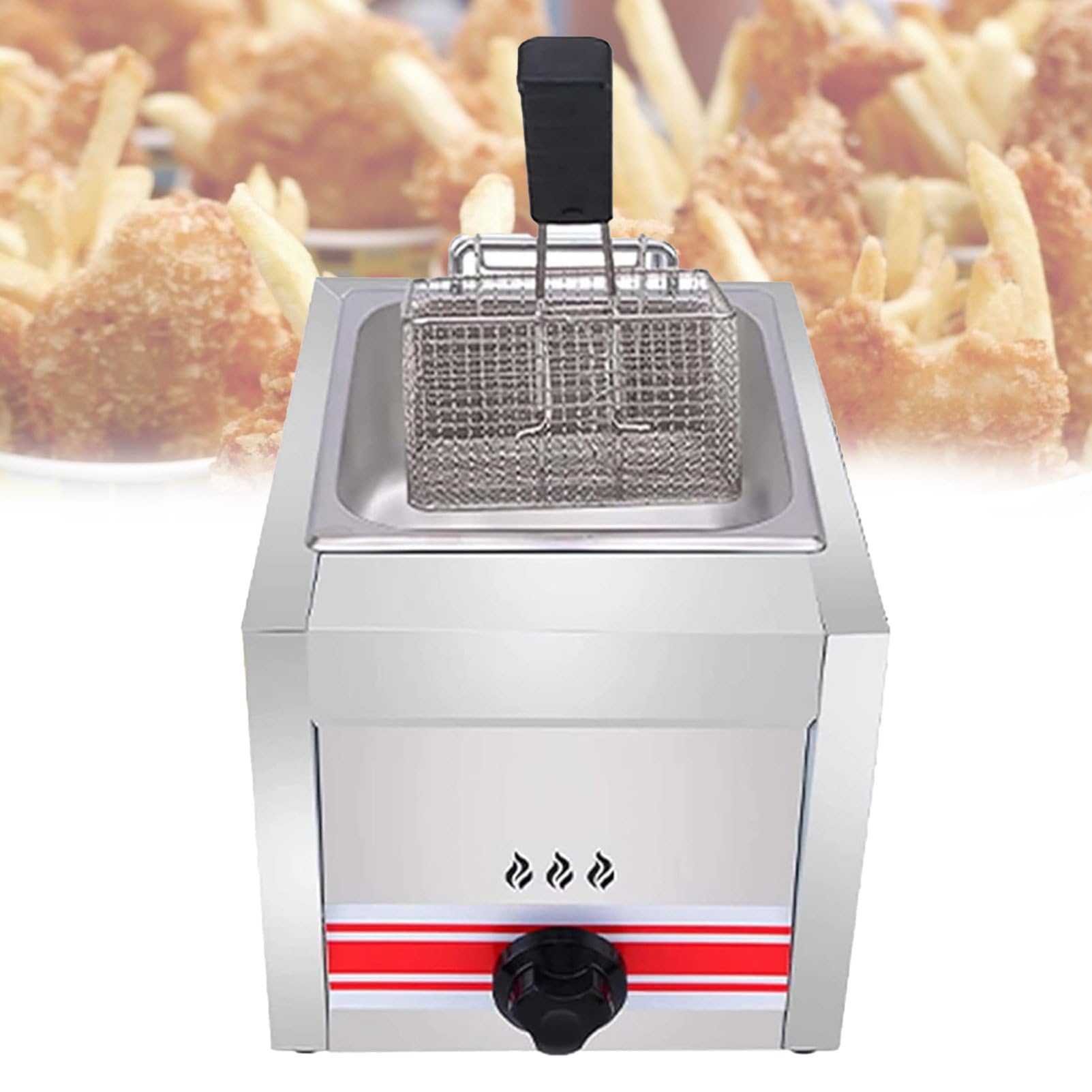 Freidora Industrial De Gas, Freidora De Acero Inoxidable De 10 L/20 L/30 L para Catering, Alta Potencia CaloríFica, Ideal para FreíR Patatas Fritas, Aros De Cebolla Y Pollo 10L