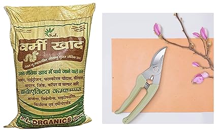 Kraft Seeds 20KG Vermicompost for All Kinds of Plants Complete Food & Pruning Shear Cutter for All Purpose Garden Use
