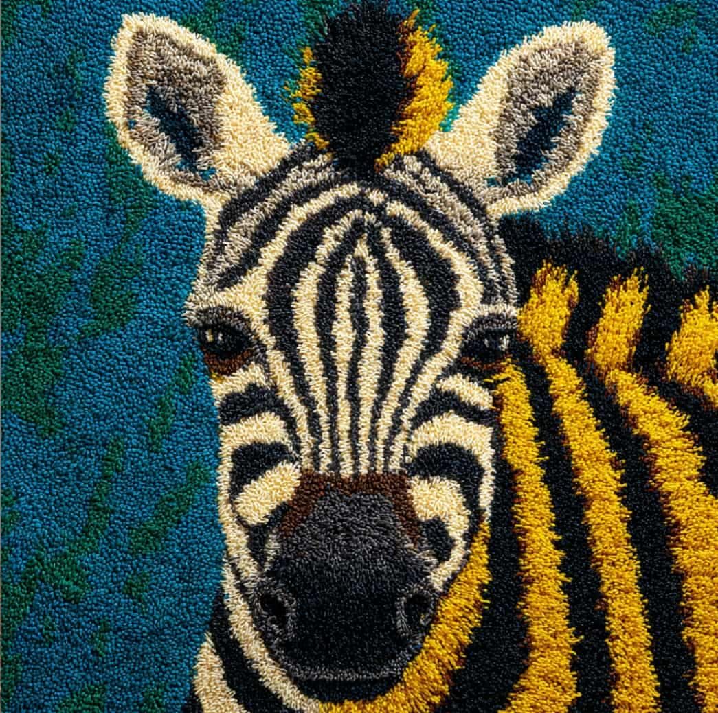 WallustrioaW Latch Hook Kit Cushion Latch Hook Kit Zebra DIY Pillow Materials Package 43Cmx43Cm DIY Hooks Knitted Embroidered Carpet Pillow Embroidery
