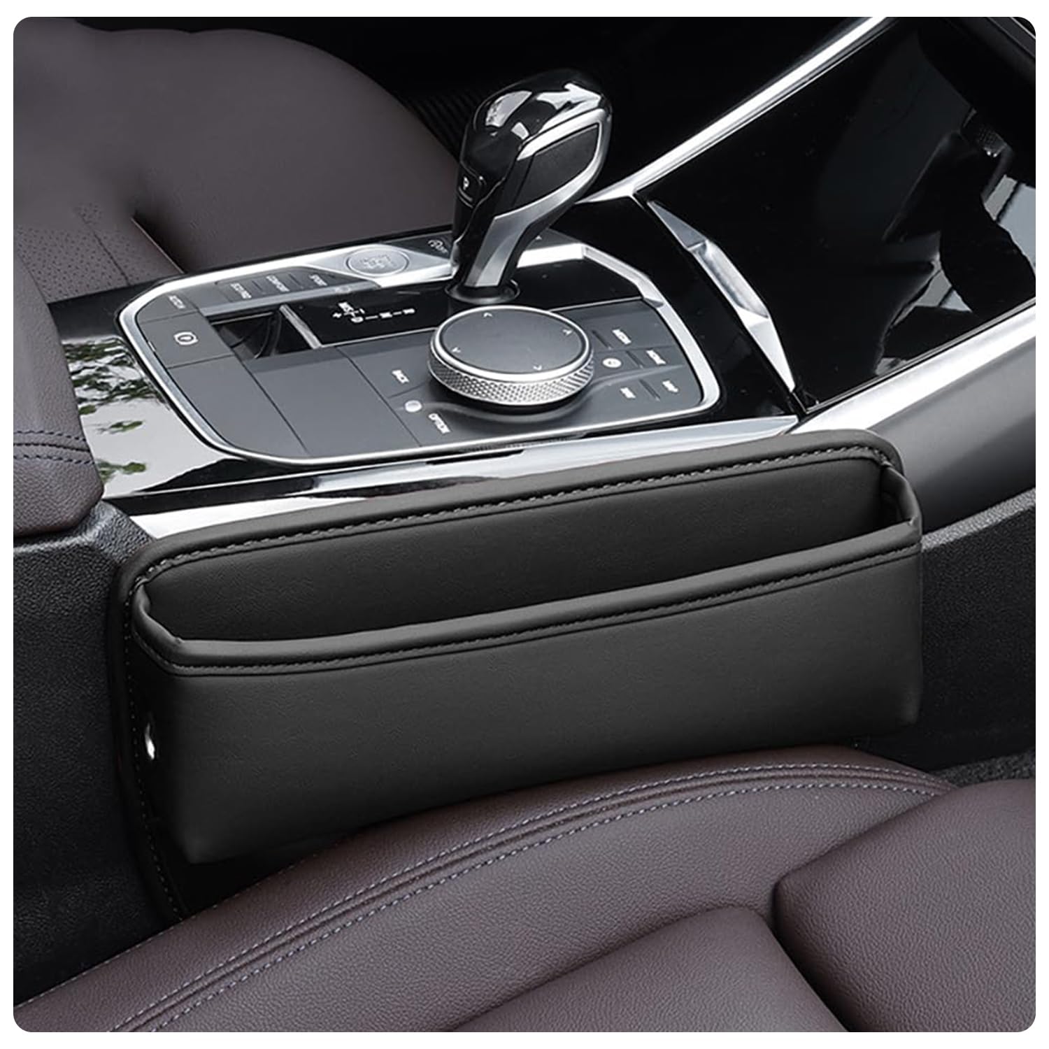 Scatola Portaoggetti per Seggiolino Auto, Gap Filler, Tasca Portatile e Facile da Riporre, Organizzatore per Auto (Nero)