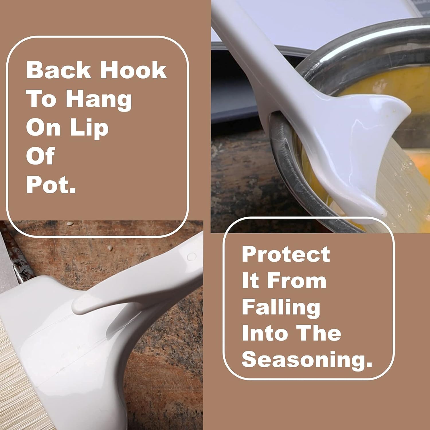 Set Of 2 - Pastry Brushes Basting Brush, Natural Boar Bristles, Plastic Hook Handle, Heat Resistant Bristles Up To 500°F (260°C) for Grill BBQ Cooking Baking Baster (3-Inch, and 2 -Inch): Home & Kitchen