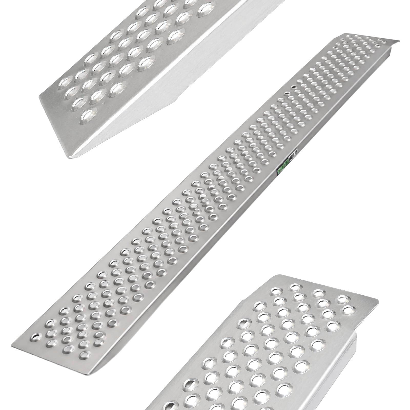 TRUTZHOLM Auffahrrampe Aluminium Länge 200 cm Auffahrbreite 22 cm Tragkraft 200 kg gelochte Lauffläche Rampe starr für Fahhrad E-Bike Motorradrampe für leichte Motorräder Mopeds Mofas Verladerampe