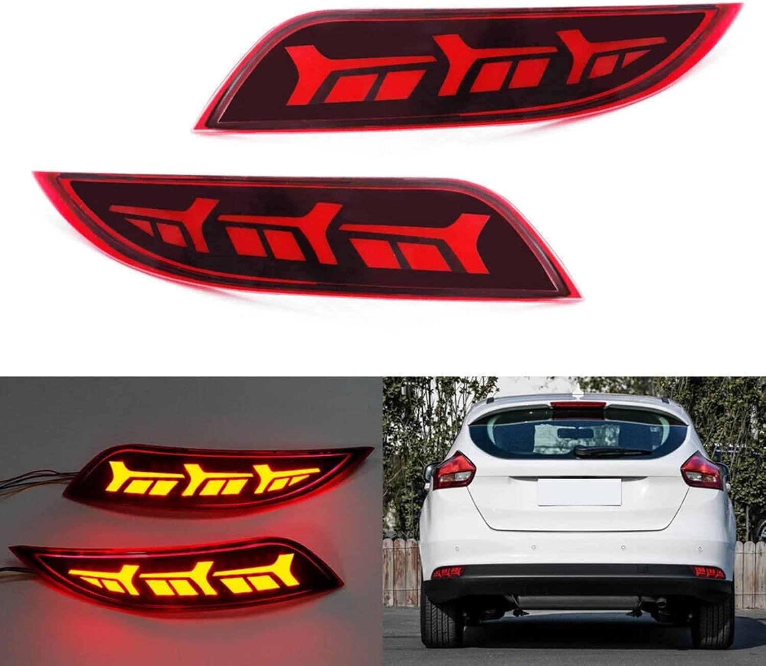 車用リアバンパー反射材 Compatible With Ford For Focus Hatchback 2015 2016 201