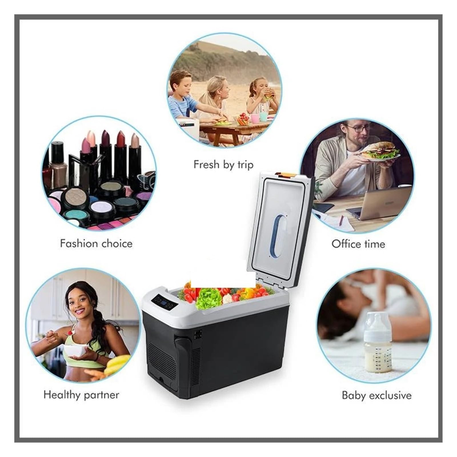 Mini refrigerador portátil for Coche de 35 l con congelador, CC 12/24 V, for Uso doméstico y Exterior, Ideal for caravanas, Camiones, Casas y Camping.(35L-EU Plug-AC220V)