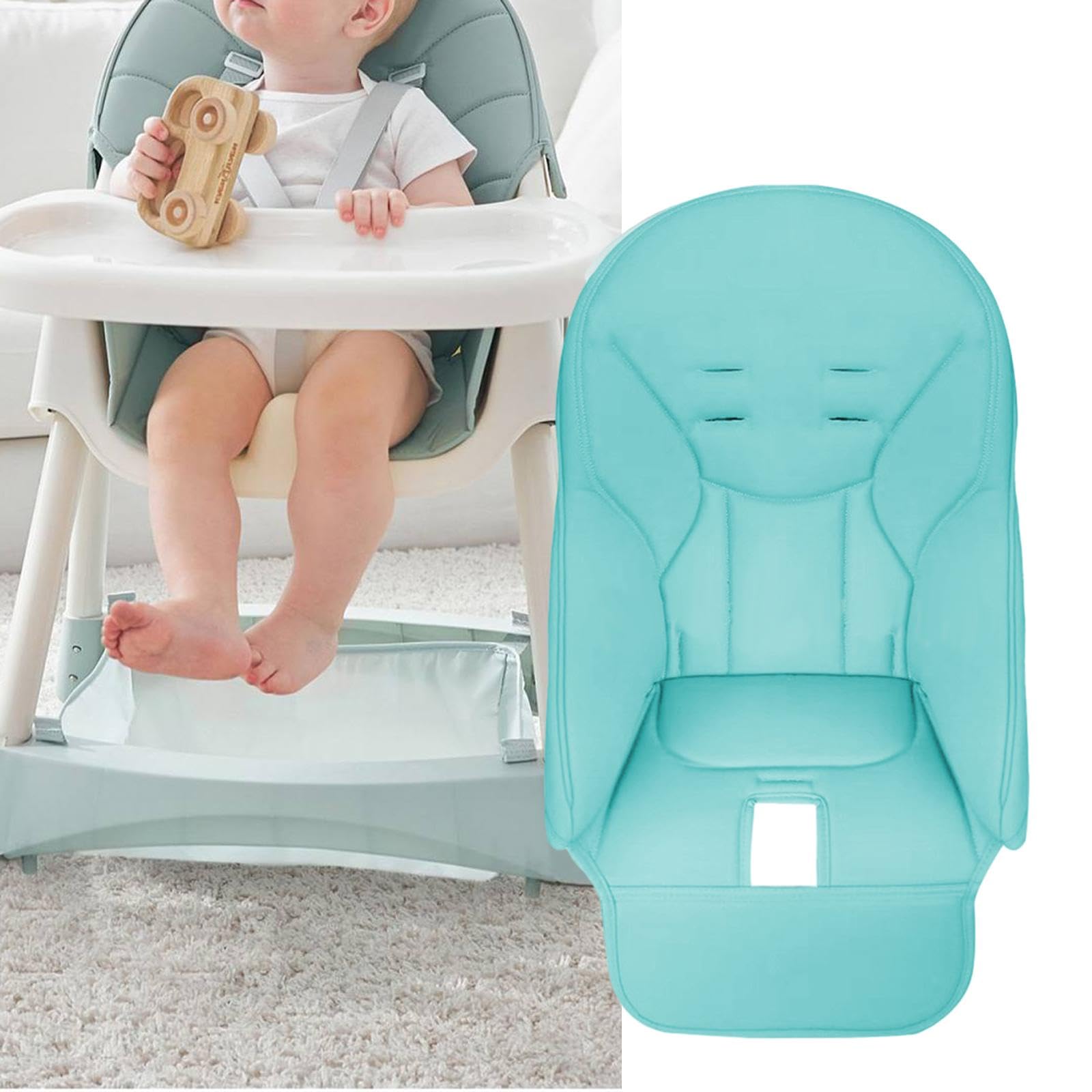Copertura Sedia Alta Cuscino Booster Imbottito Bambino Copri Sedia Morbido in Pelle Pu Idrorepellente Facile da Pulire Antimacchia Leggero Adatto per, Blu