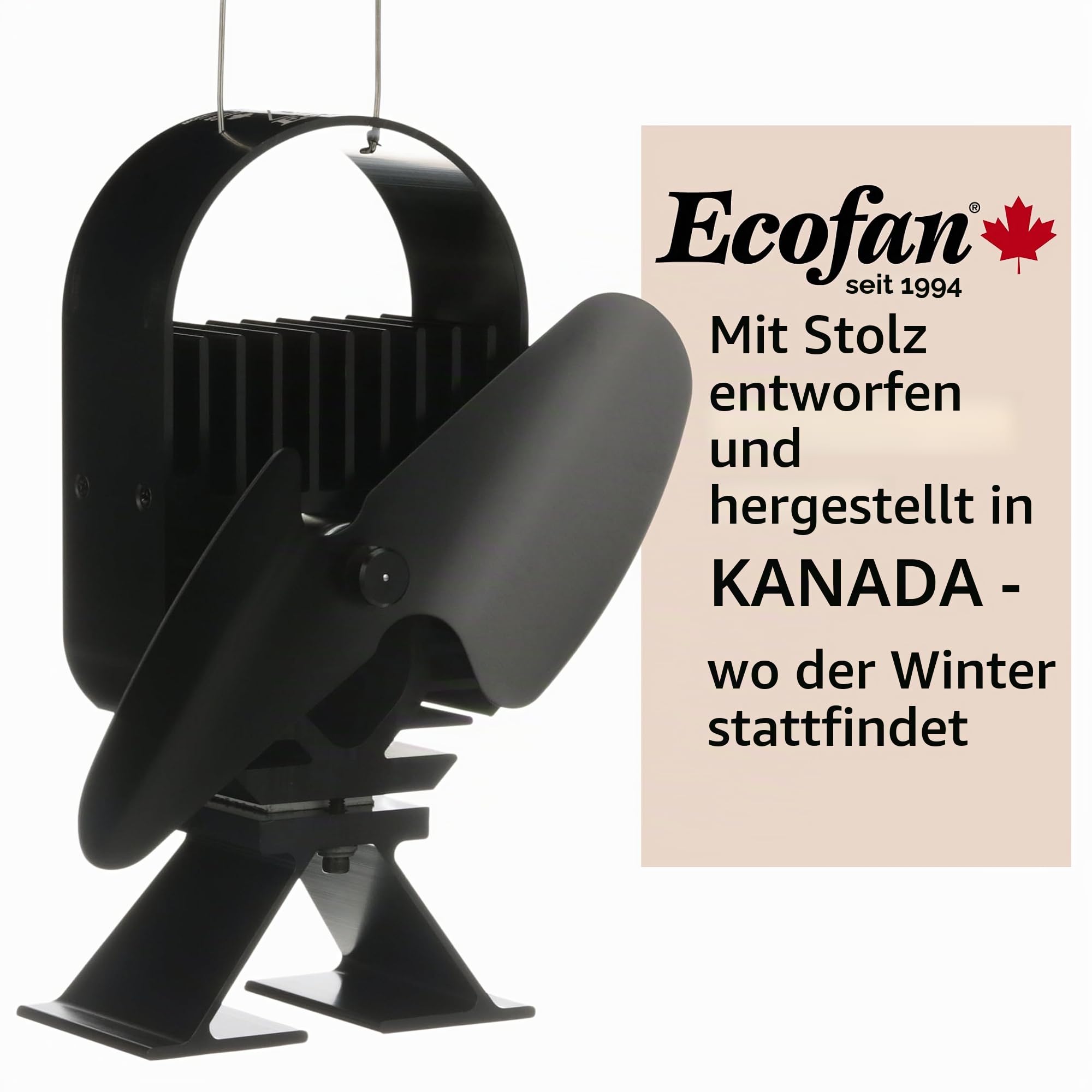 Ecofan AirDeco I Wärmebetriebener Ofenventilator – Niedrigtemperatur-Technologie – Stark 160 CFM - Ideal für Holz-, Gas-, Pellet- & Specksteinöfen – Effiziente Luftzirkulation & Brennstoffeinsparung
