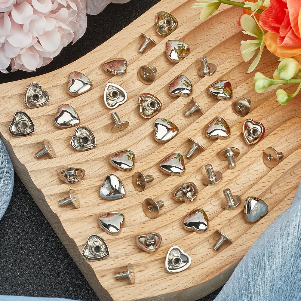 GORGECRAFT 30PCS Clous à Visser Coeur Rivets Sac à Main Bouton
