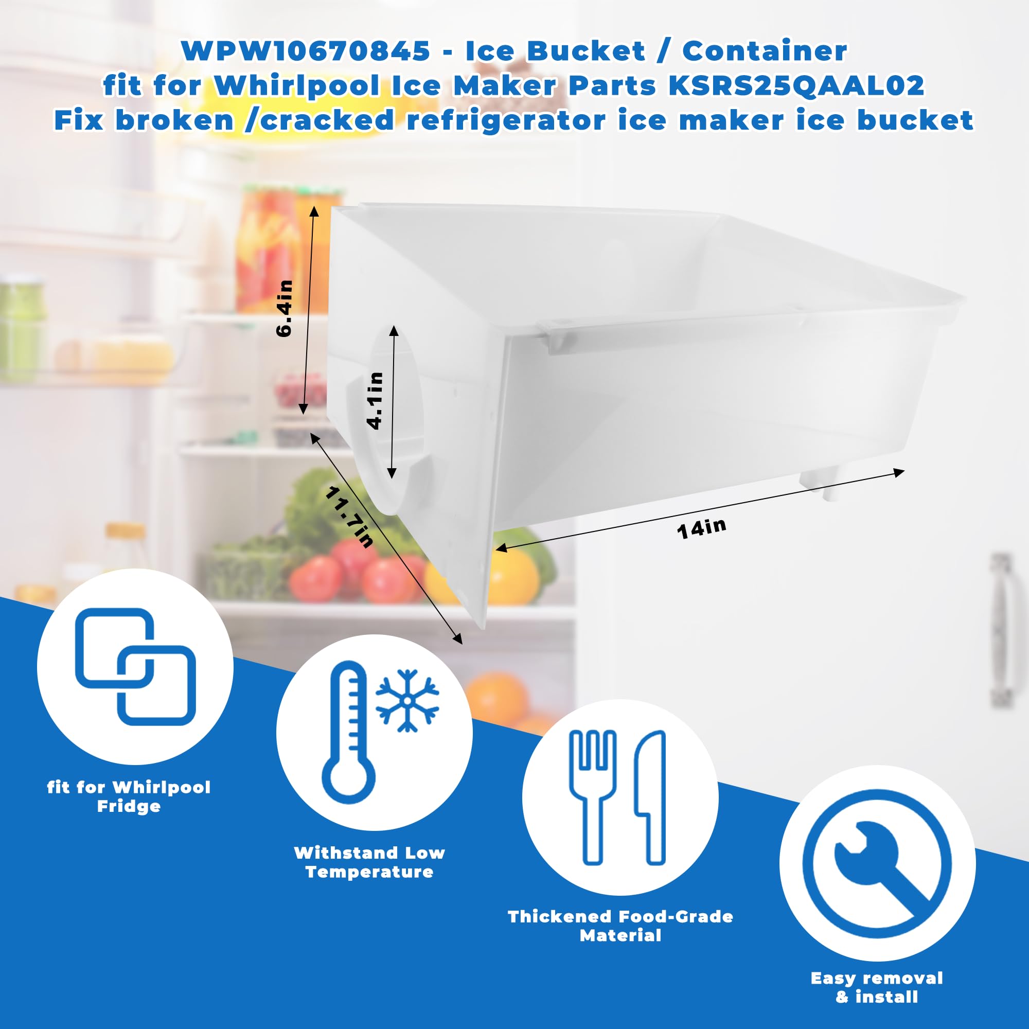 Ice Bucket Maker Whirlpool Refrigerator Ice Bucket Replacement