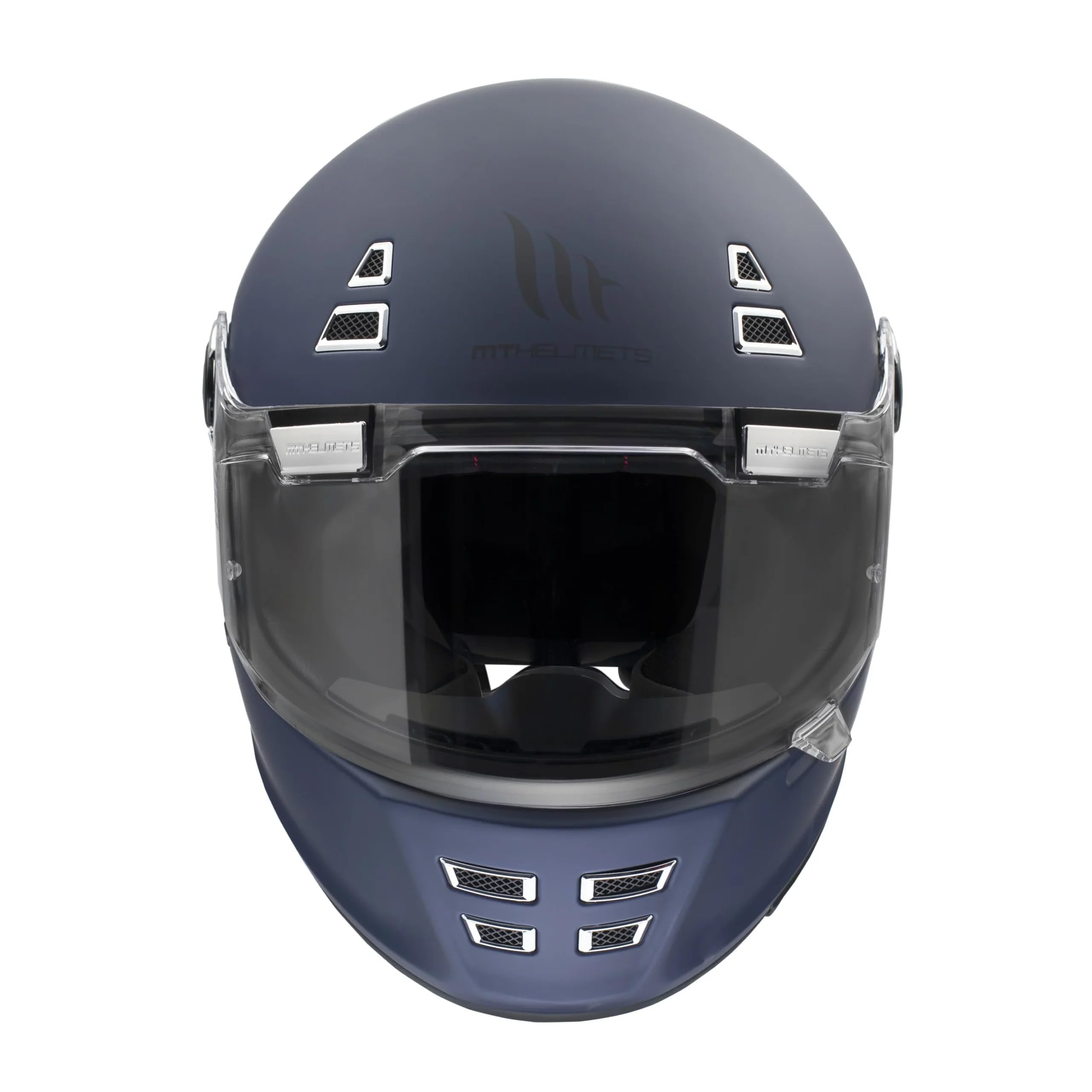 Casco MT JARAMA Azul Mate | Casco de Moto Integral Retro Vintage Clásico Café Racer | Helmets Unisex Hombre y Mujer (XS)