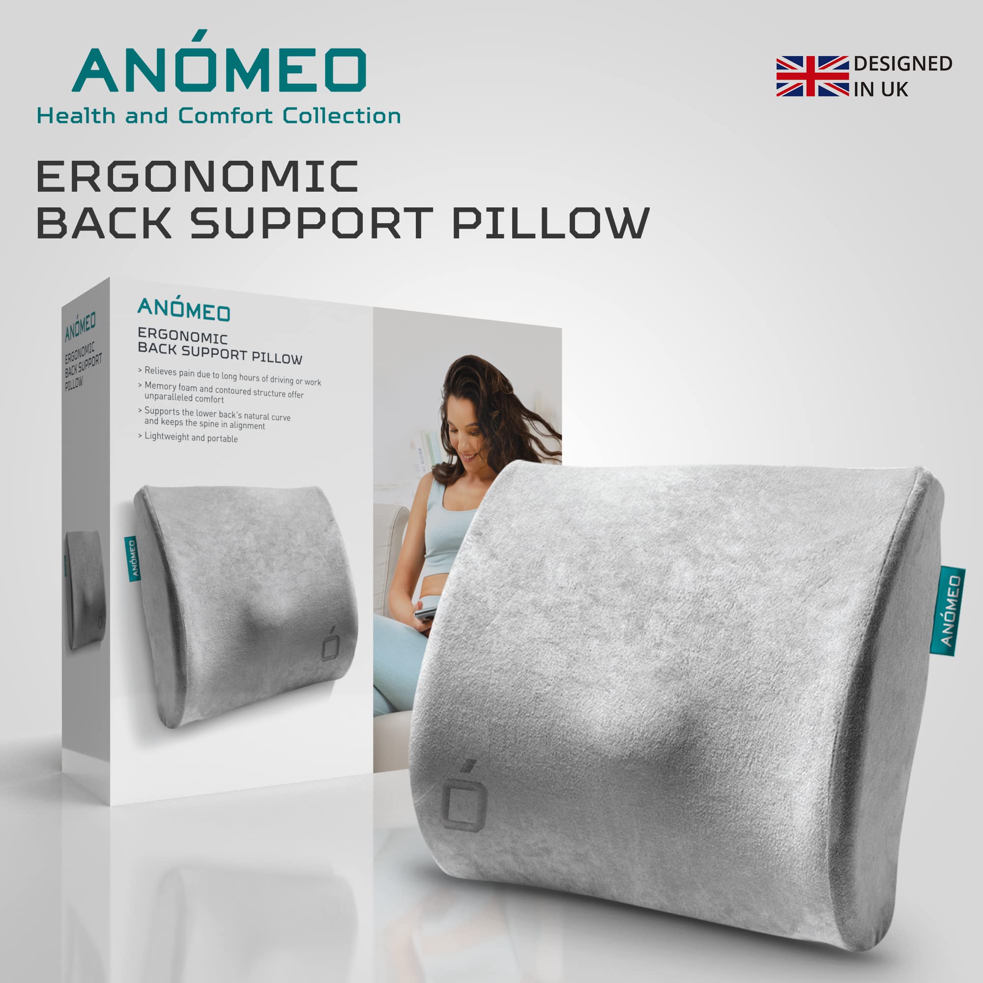 Anomeo Ergonomisches Nackenkissen Memory Foam - Vielseitige Stütze Für Auto, Büro & Zuhause