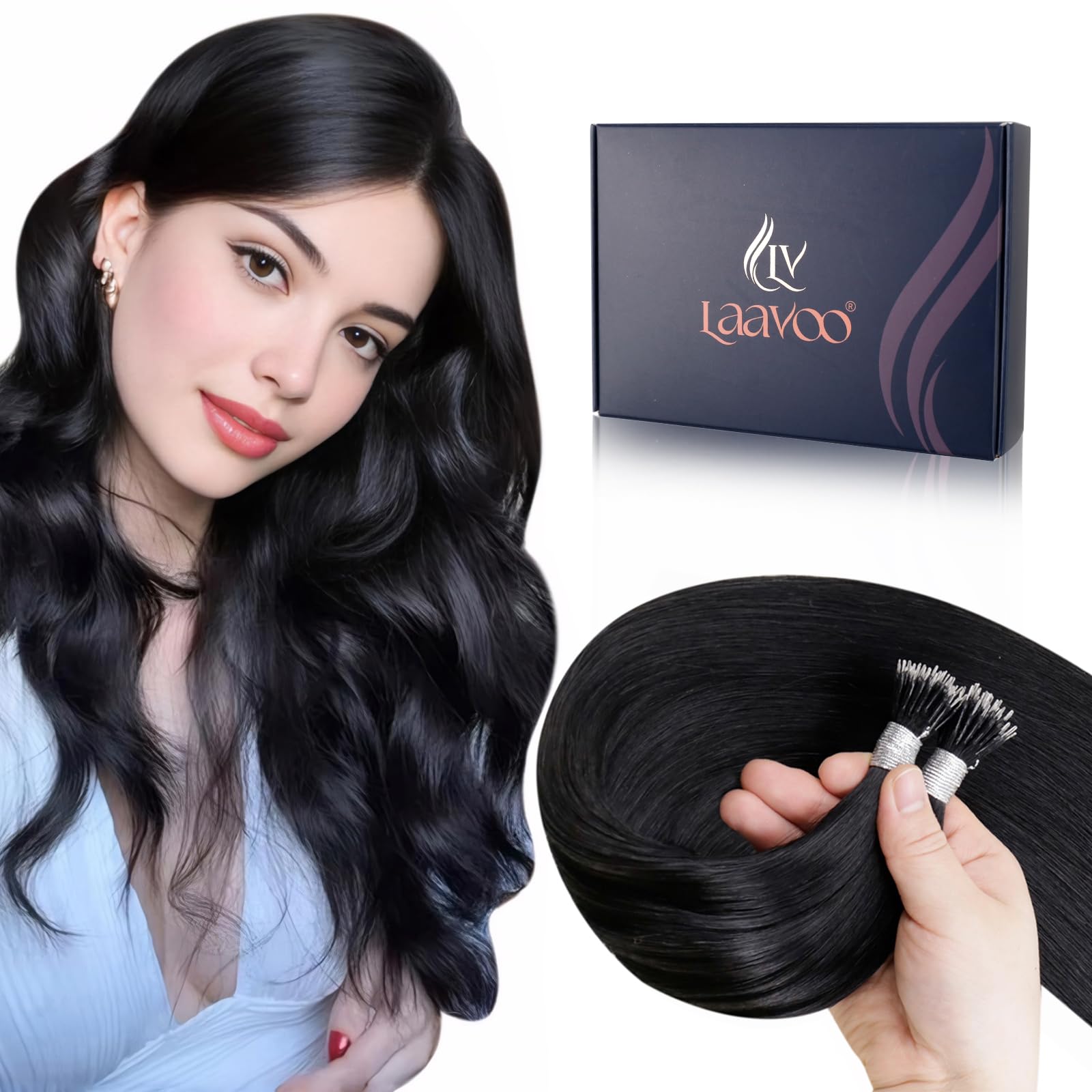 LaaVoo Nano Hair Extensions Real Human Hair Blonde Nano Beads Hair Extensions Platinum Blonde Invisible Nano Ring Straight Remy Hair 50g 50s 14 Inch #60 — view 33