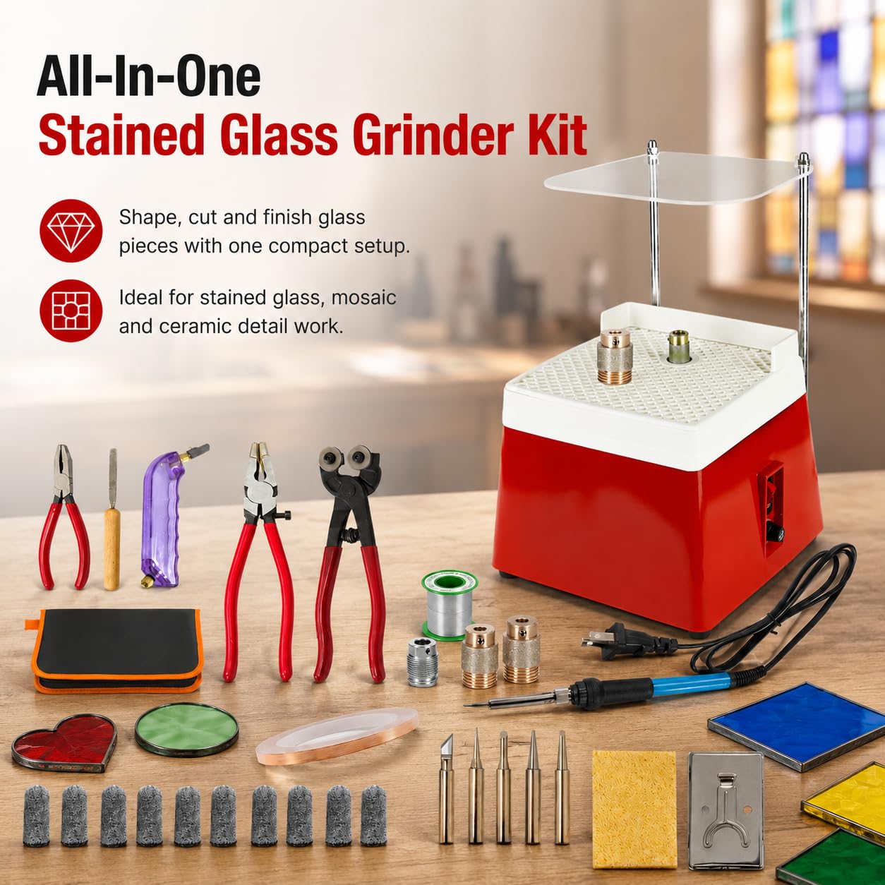 Kit de meulage pour vitrail, outils de découpe, équipement de soudure