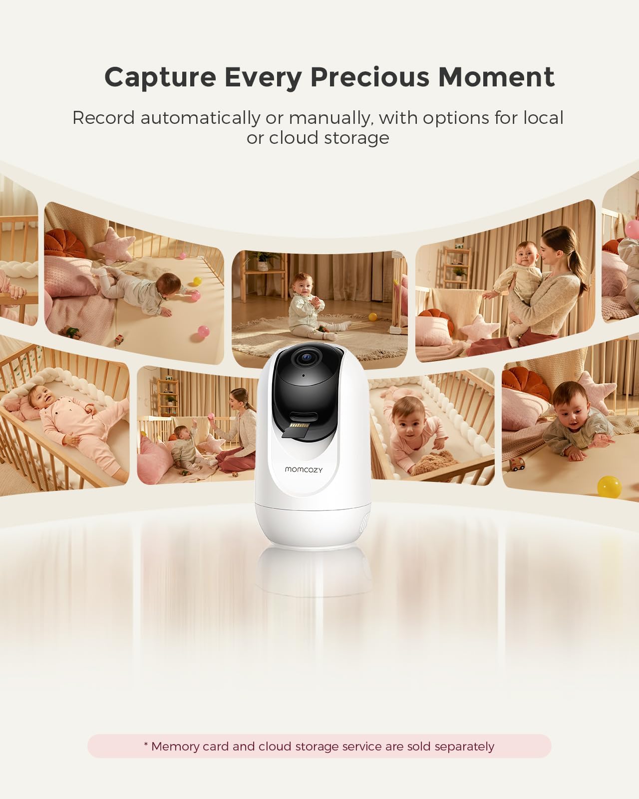 Momcozy BM04 elektroniczna niania z kamerą, Smart WLAN monitor dla niemowląt, ekran 5-1080p, z uchwytem ściennym, rozpoznawaniem ruchu i pisania, strefa bezpieczeństwa, wyraźna widoczność w nocy