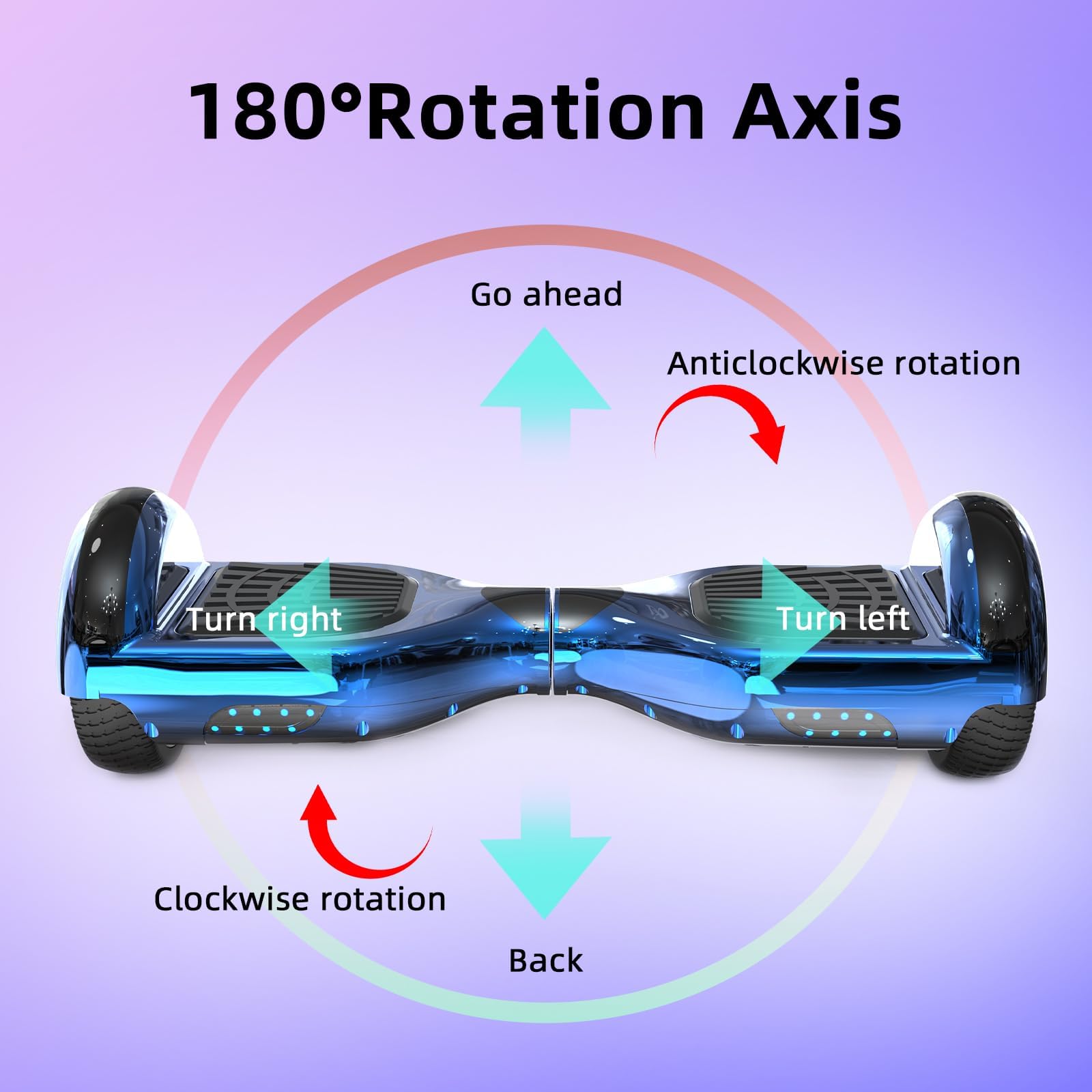 VOUUK Hoberboard 6,5-Zoll-Hoverboard mit Zwei Rädern, Mit Bluetooth-Lautsprecher, Mit LED-Lichtern Geeignet für Kinder und Erwachsene