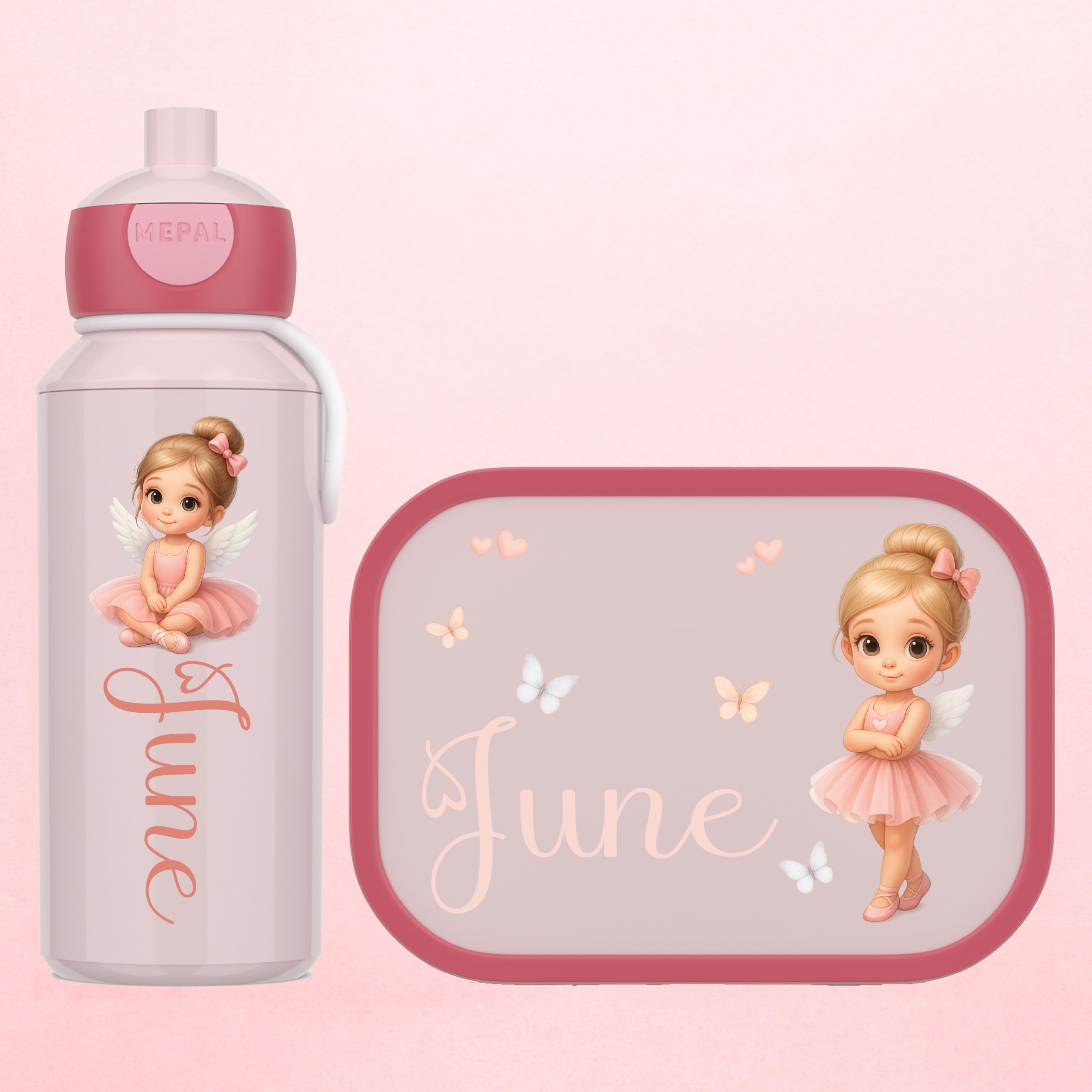 Mepal Personalisierte Brotdose Trinkflasche | Tanzen Ballerina Engel Motiv