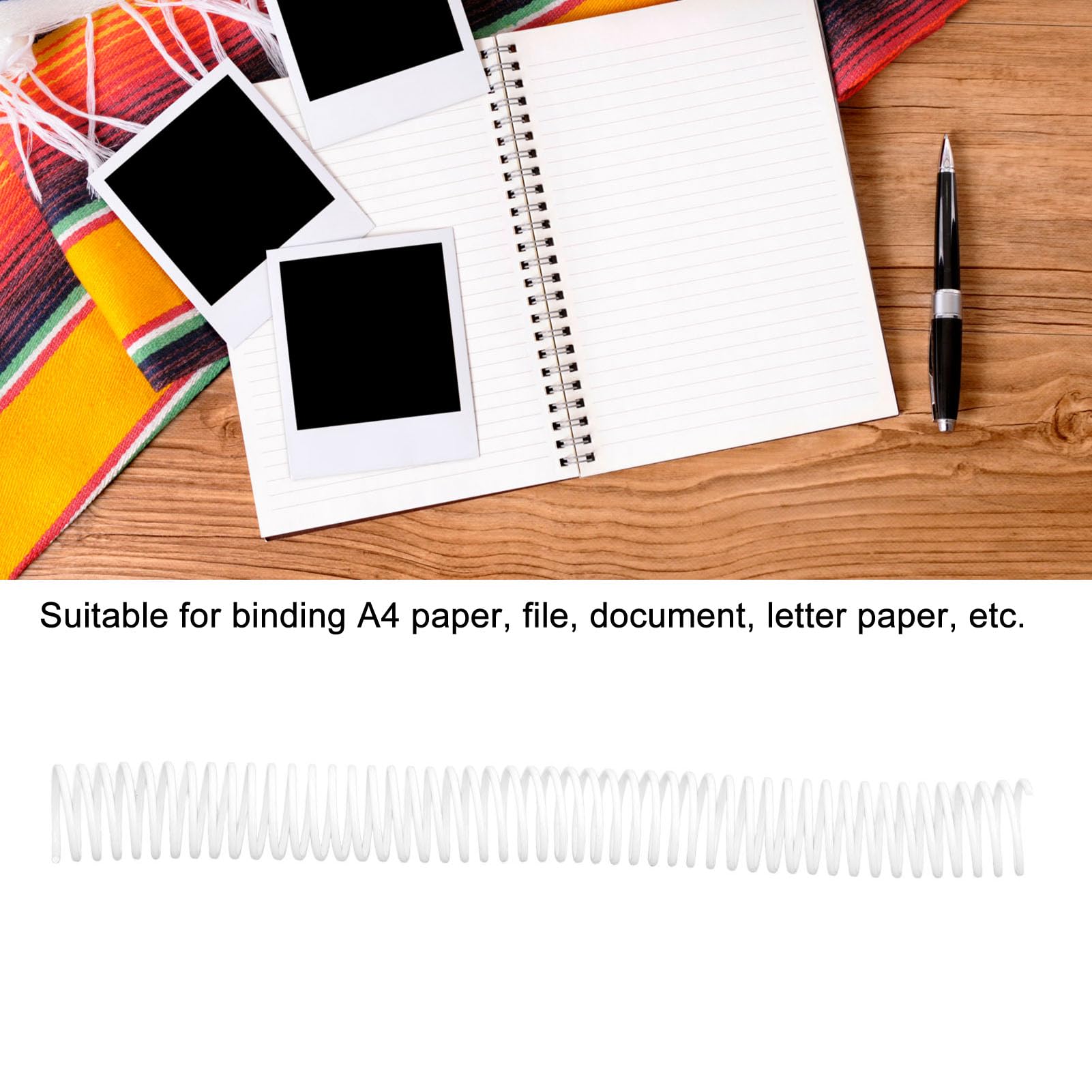 Bobine di rilegatura per carta A4 da 35 pezzi, diametro 25,4 mm, 48 anelli, passo 4:1, dorsi in filo di plastica a spirale, capacità 215 fogli. (Bianca)
