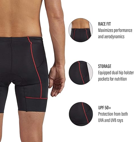 Miniatura 9 de Zoot Core - Pantalones cortos de triatlón para hombre de 7 pulgadas, pantalones cortos de triatlón de alto rendimiento con tela Endura y bolsillos