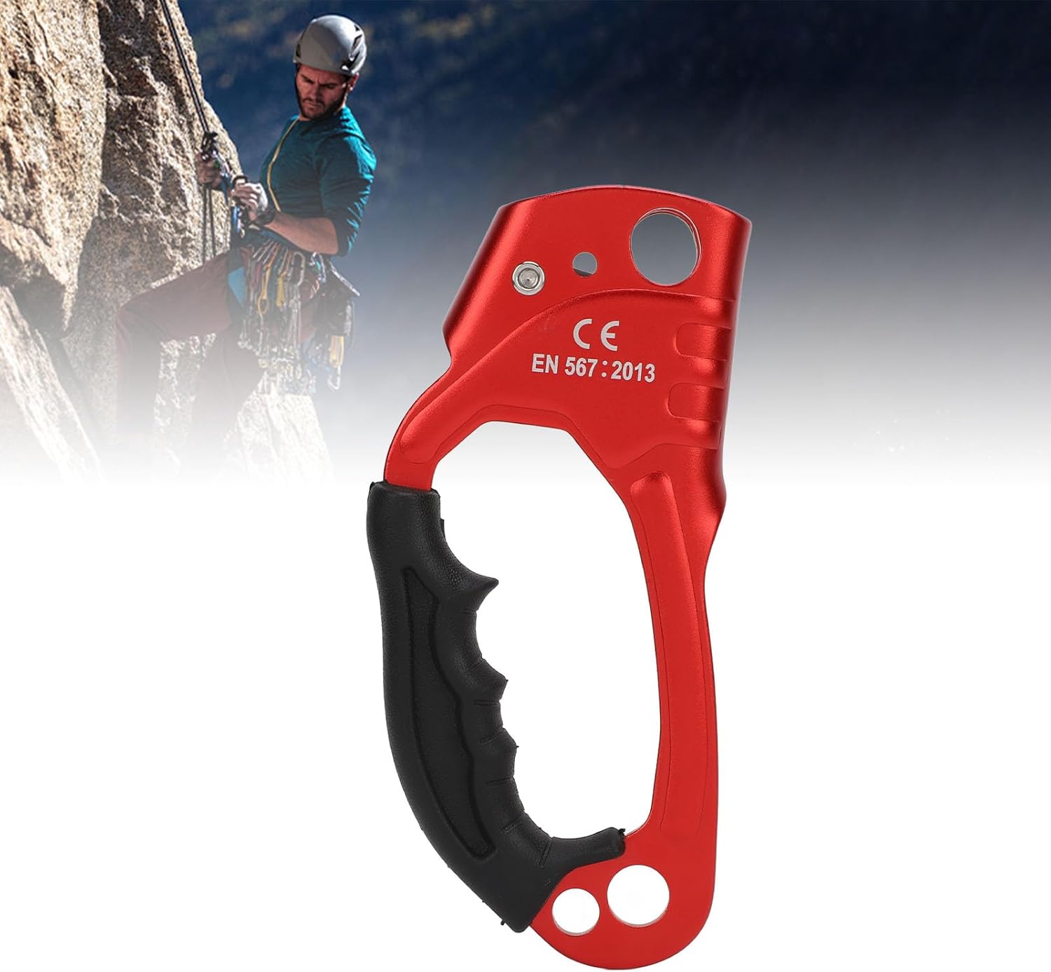 ASHATA Hand Ascender Rock Climbing Tree Arborist Rappelling Gear Equipment Rope Clamp, Right Handled Ascender Mountaineering Rock Climber Ergonomic Rappelling Gear Equipment