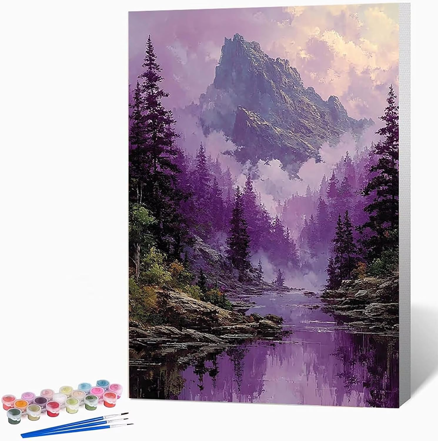 Fan House Peinture Par Numéro – Paysage Naturel 20 X 30 Cm – Sans Cadre – Toile Non Pliée – 3 Pinceaux Inclus – Loisir Créatif Adulte/enfant