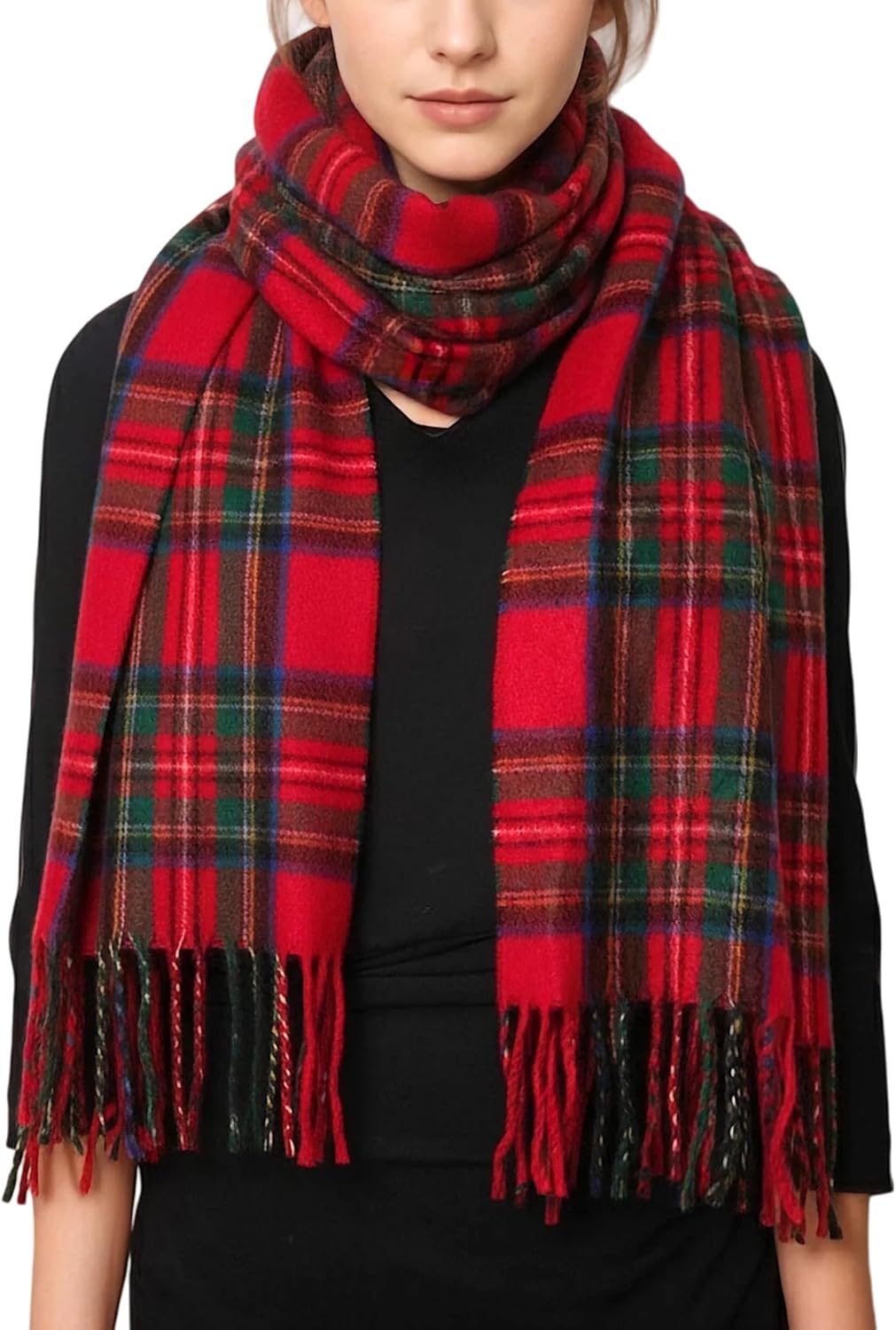 Achillea Long & Wide Scottish Tartan Plaid Shawl Wrap – Soft Cashmere Feel Winter Scarf, Outlander-Inspired Christmas Gift
