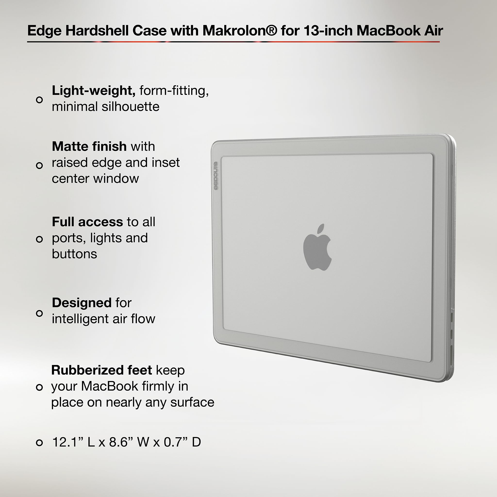 Incase Edge Hardshell with Makrolon® - Funda para MacBook Air de 13 Pulgadas - 2025, 2024, 2023, 2022, M4, M3, M2 - Funda para MacBook, Funda para Laptop, Carcasa rígida Protectora, Resistente a los