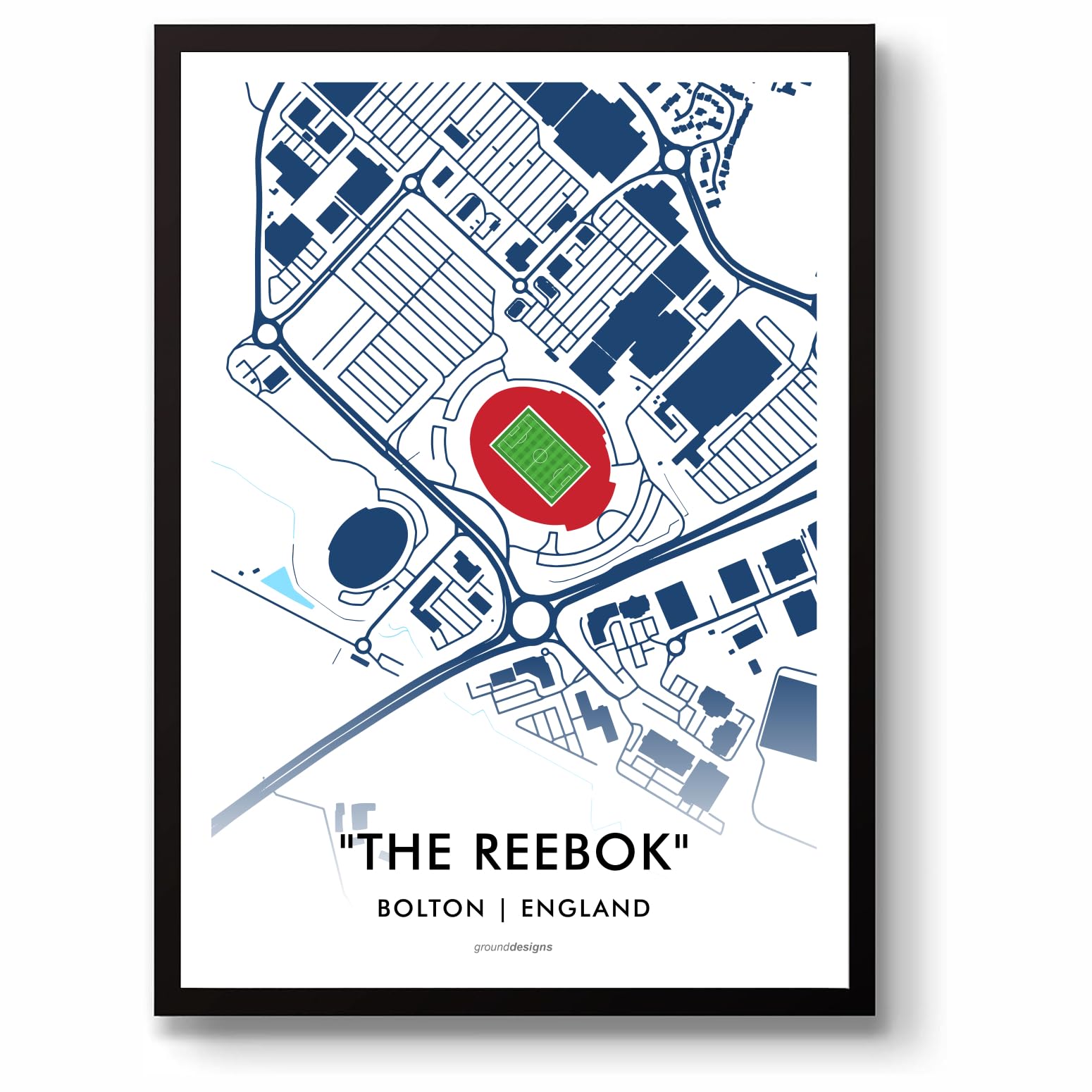 Grounddesigns White And Blue Bolton Wanderers The Reebok Toughsheet Stadium Map