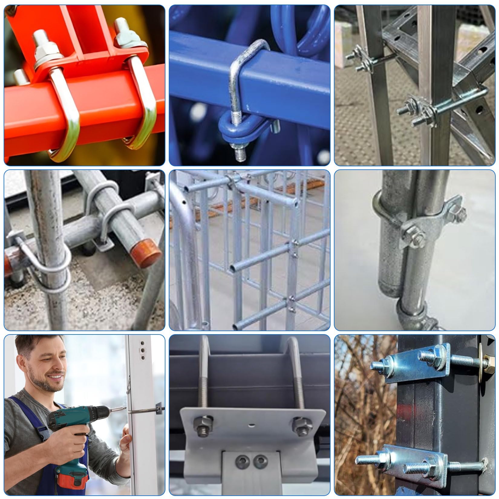 6 Pz Bulloni a U M8, Bullone a U Quadrato in Acciaio Inox 25x50mm, Bulloni Quadrati con Dadi e Rondella per Piastra Telaio per Fissaggio Tubi Traino Auto Barche Domestiche Industriali